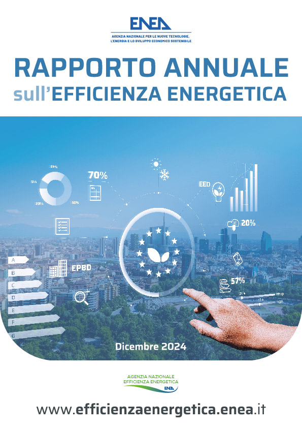 La copertina del Rapporto annuale sull'efficienza energetica sormontata dal logo ENEA e con in basso la scritta 