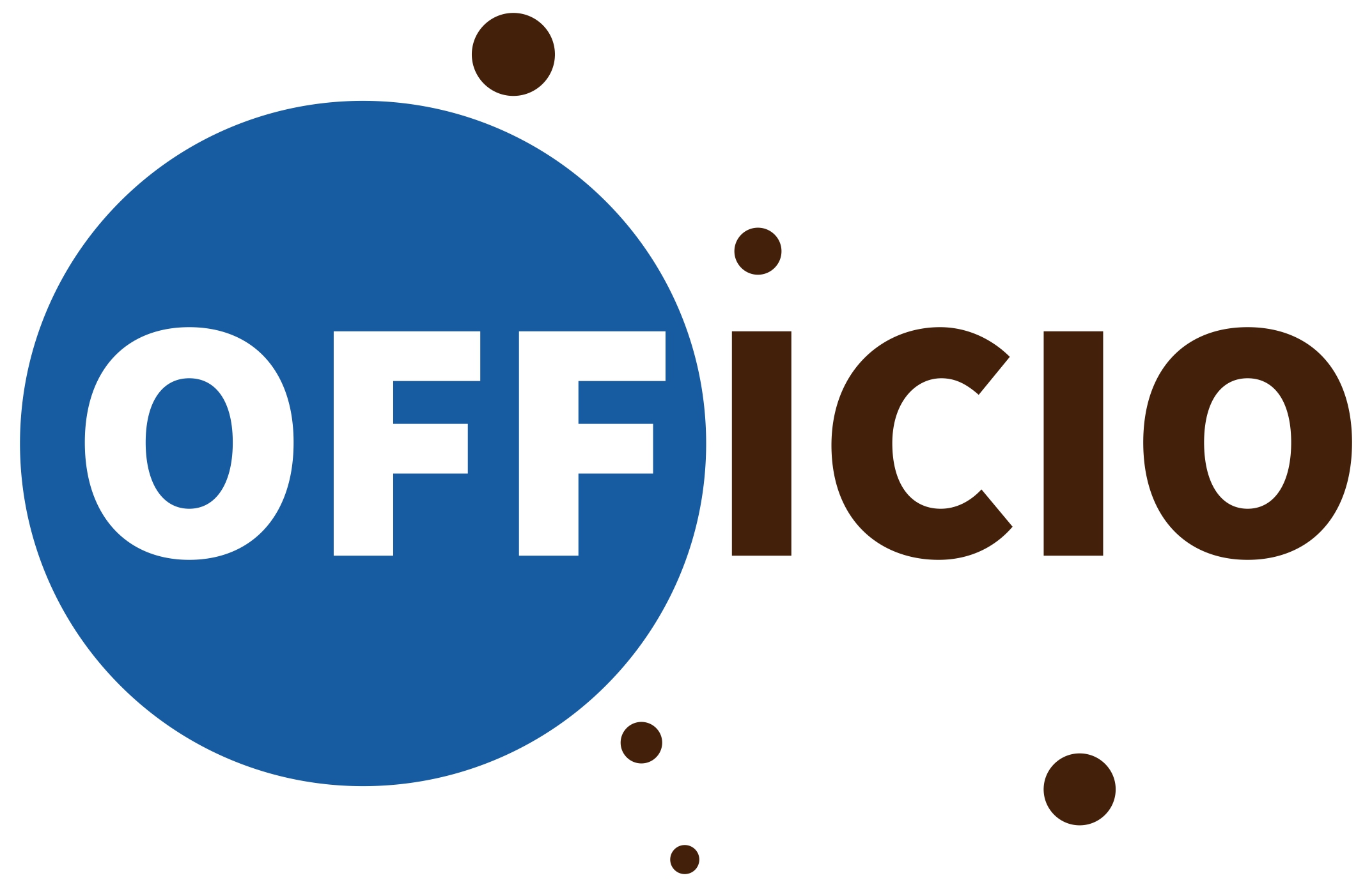 Il logo del progetto OFFICIO (Ottimizzazione Filiere oFf-site per la riqualifiCazione dell’ambIente cOstruito) stilizzato in blu e nero su sfondo bianco