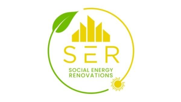 Il logo del progetto europeo SER-Social Energy Renovations in verde e giallo su sfondo bianco